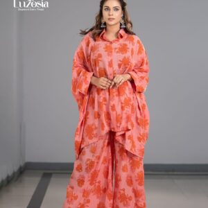 Kaftan Style Co-ord Set (Salmon Pink Color)